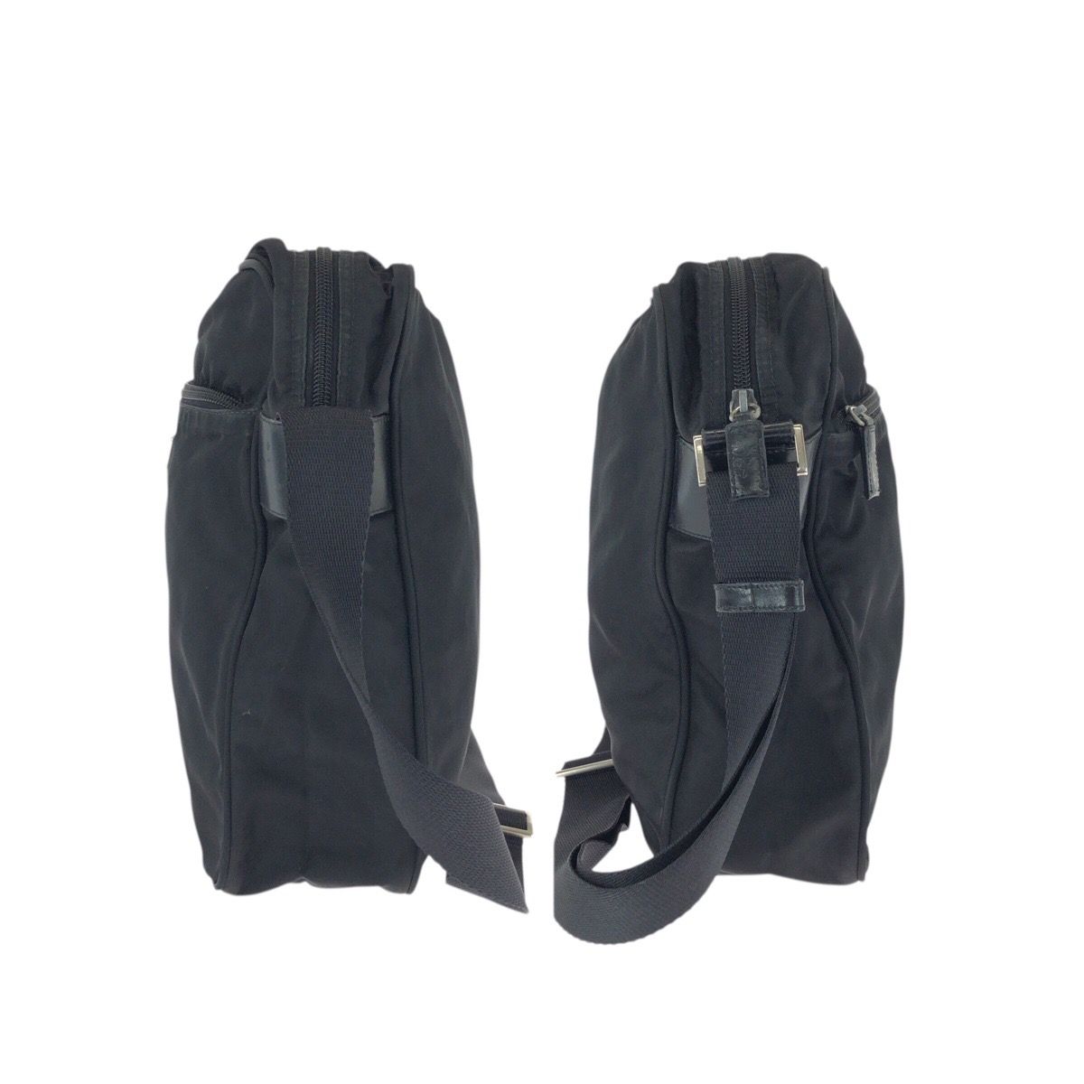 Prada Tessuto Black Silver Nylon Shoulder Bag — view 8