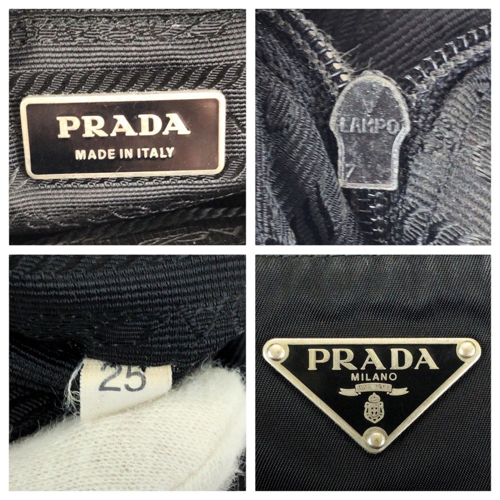 Prada Tessuto Black Silver Nylon Shoulder Bag — view 4