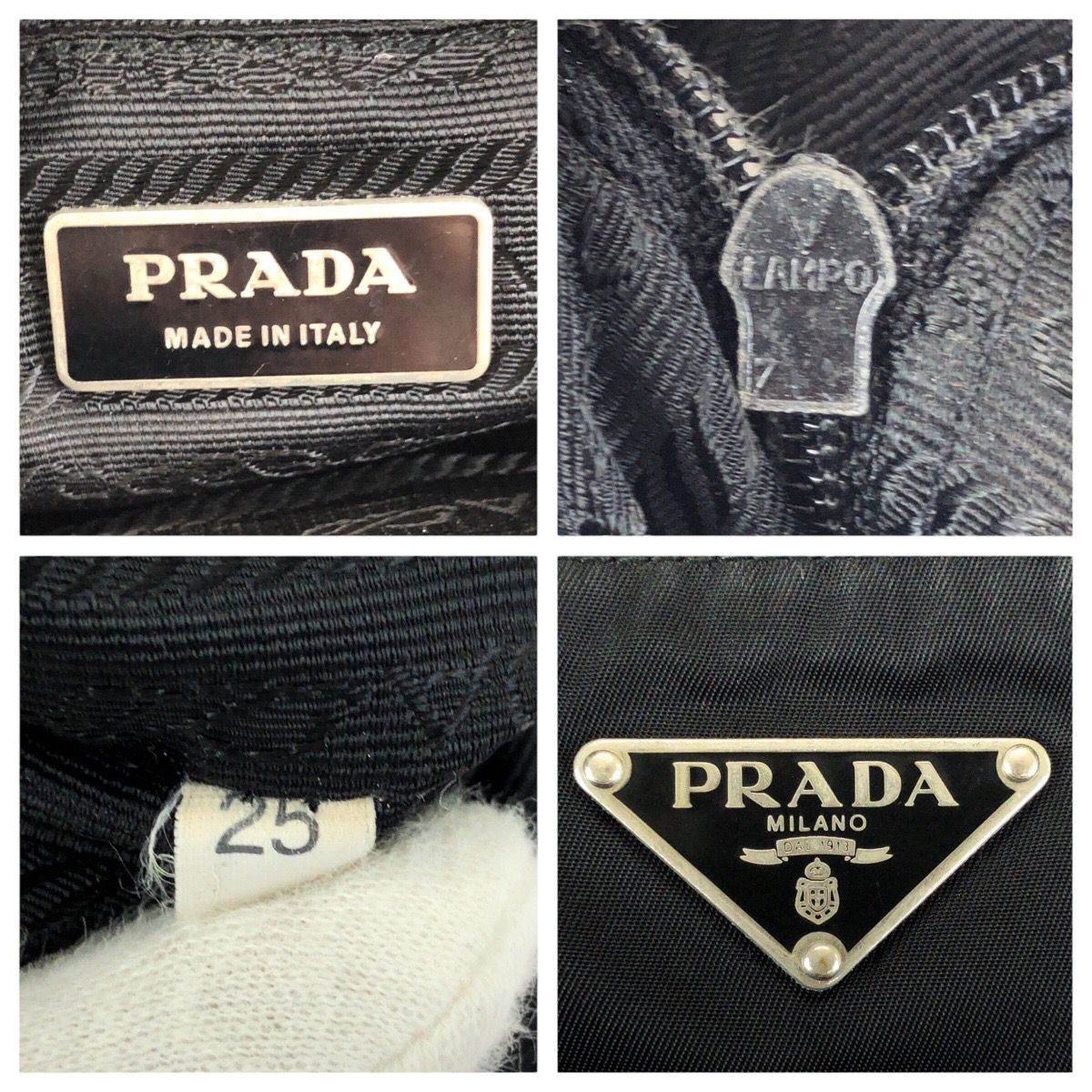 Prada Tessuto Black Silver Nylon Shoulder Bag — view 4
