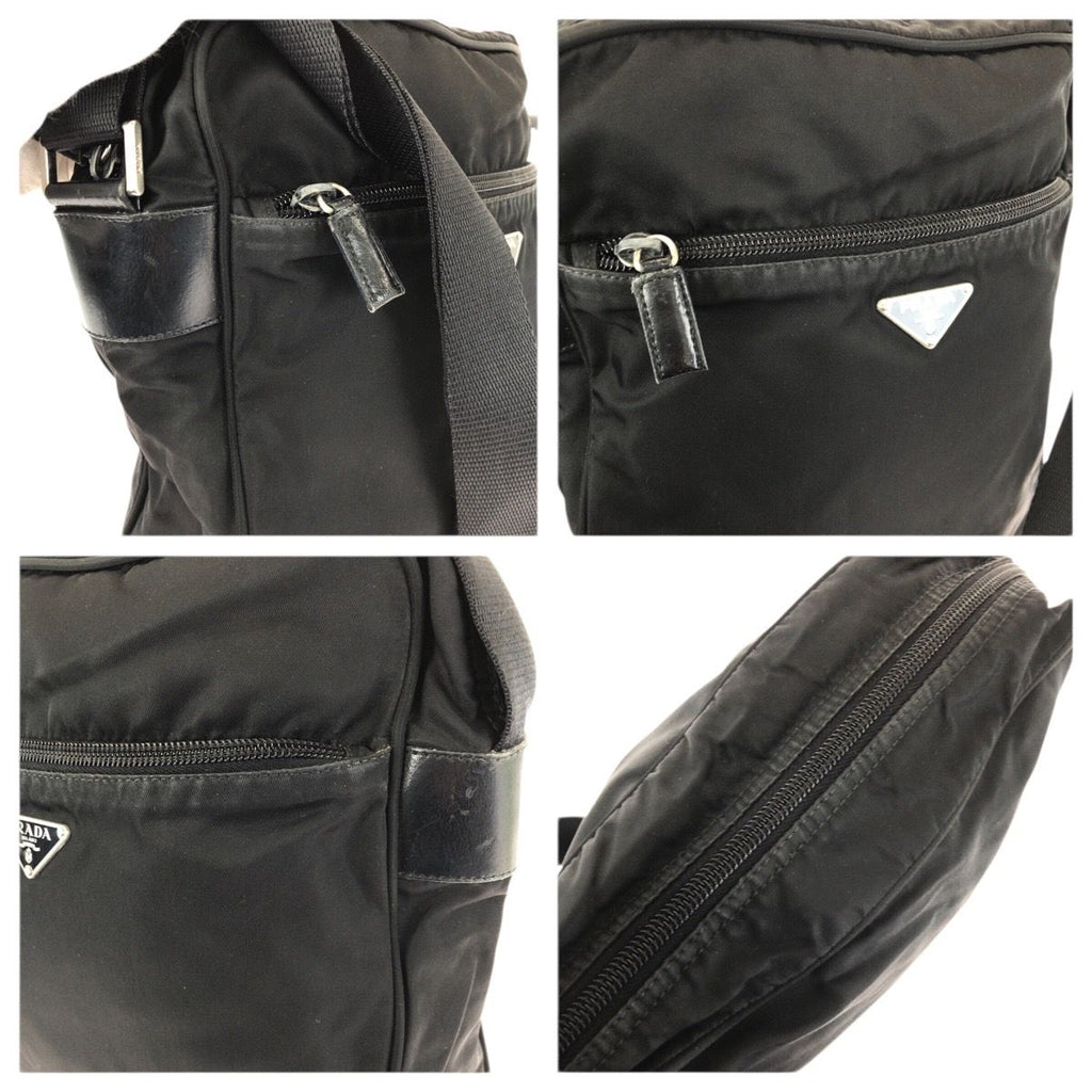 Prada Tessuto Black Silver Nylon Shoulder Bag — view 5