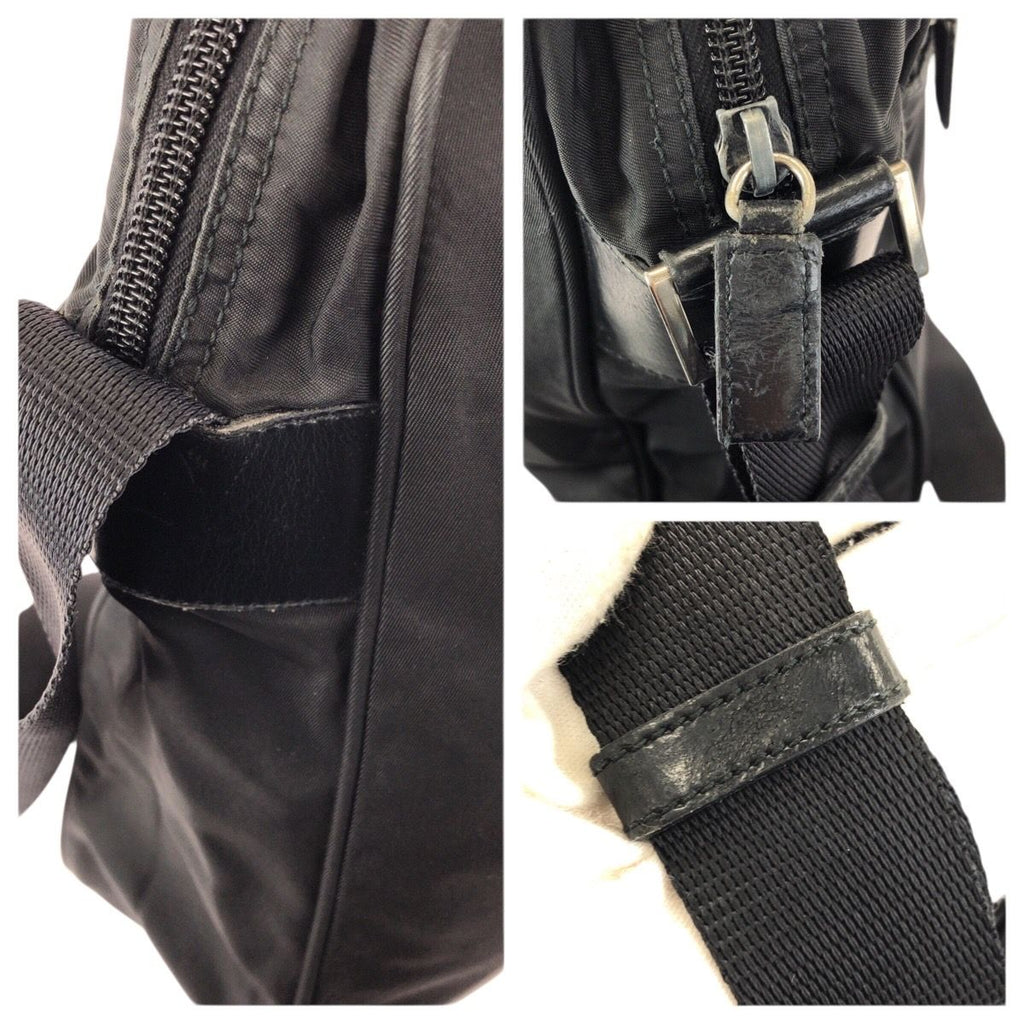 Prada Tessuto Black Silver Nylon Shoulder Bag — view 6