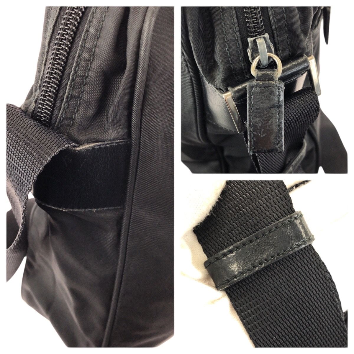 Prada Tessuto Black Silver Nylon Shoulder Bag — view 6