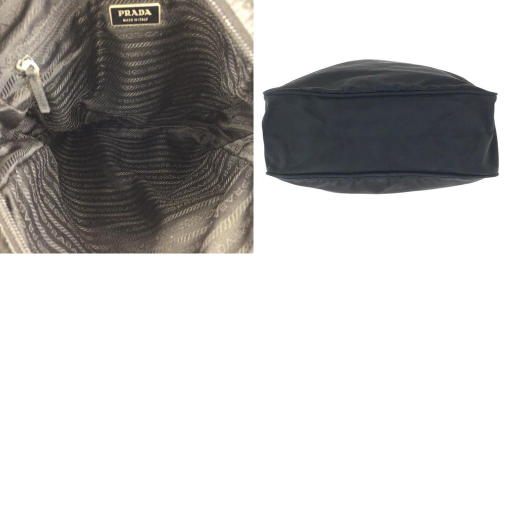 Prada Tessuto Black Silver Nylon Shoulder Bag — view 9