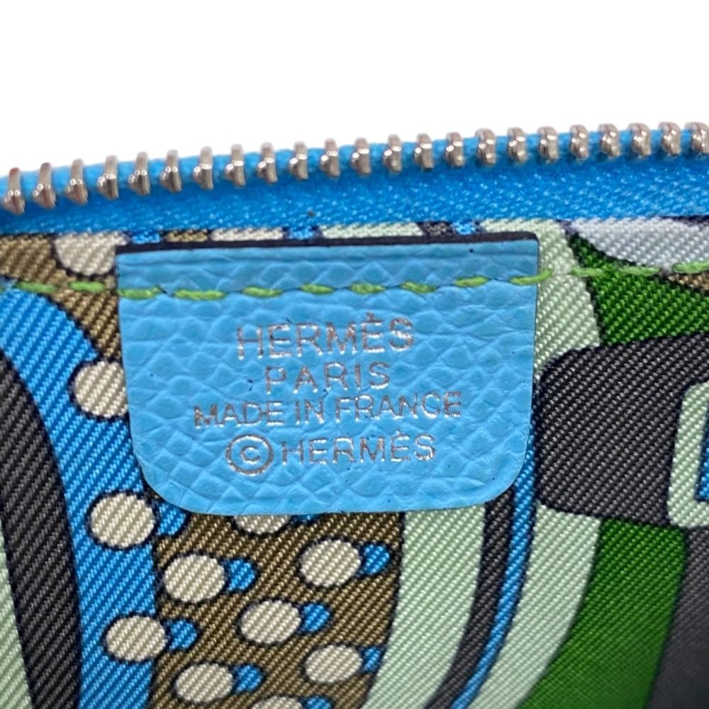 Hermes Azap Mini Silk in Veau Coin Purse Blue Nord — view 7