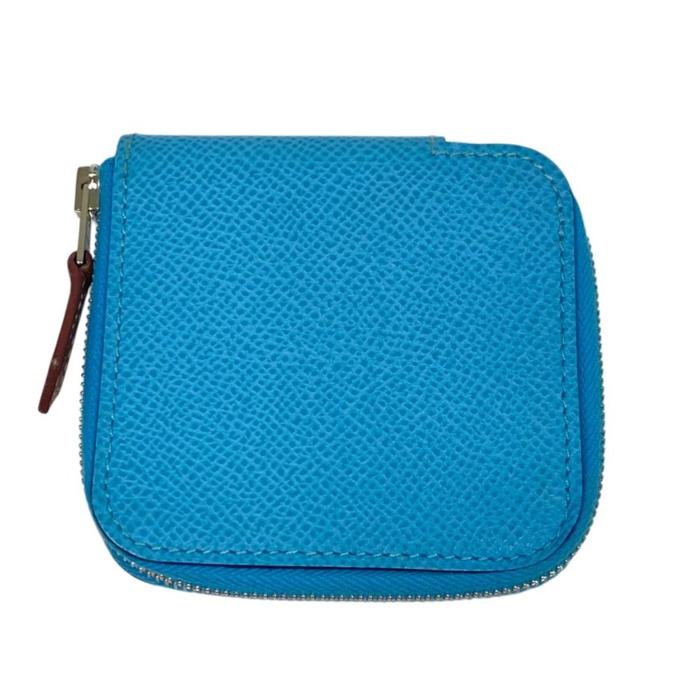 Hermes Azap Mini Silk in Veau Coin Purse Blue Nord — view 3