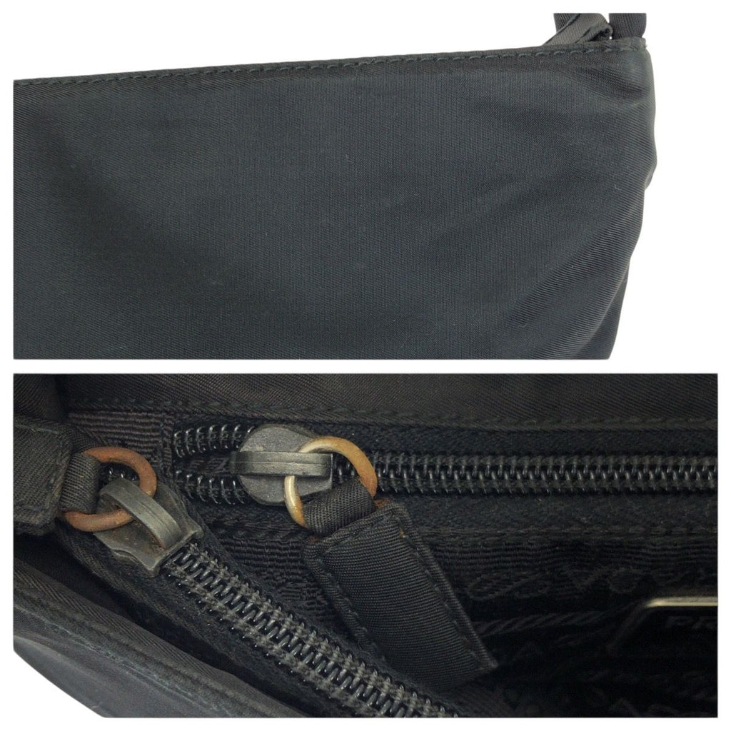 Prada Tessuto Black Silver Nylon Tote Shoulder Bag — view 6