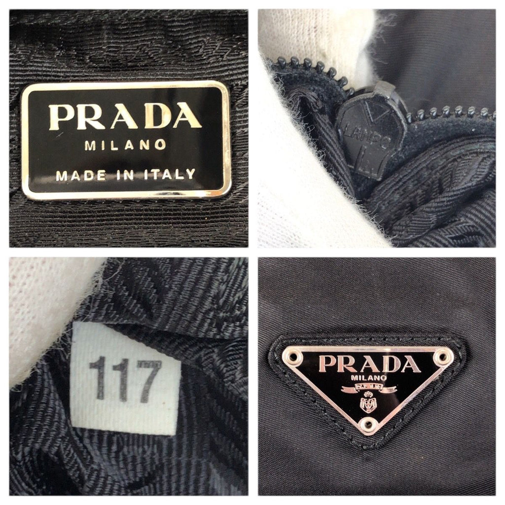 Prada Tessuto Black Silver Nylon Tote Shoulder Bag — view 4