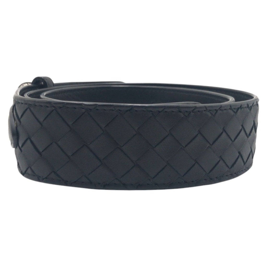 Bottega Veneta Intrecciato 95 38 Black Silver Leather Belt — view 2