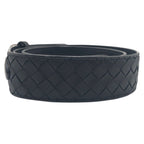 Bottega Veneta Intrecciato 95 38 Black Silver Leather Belt — view 2