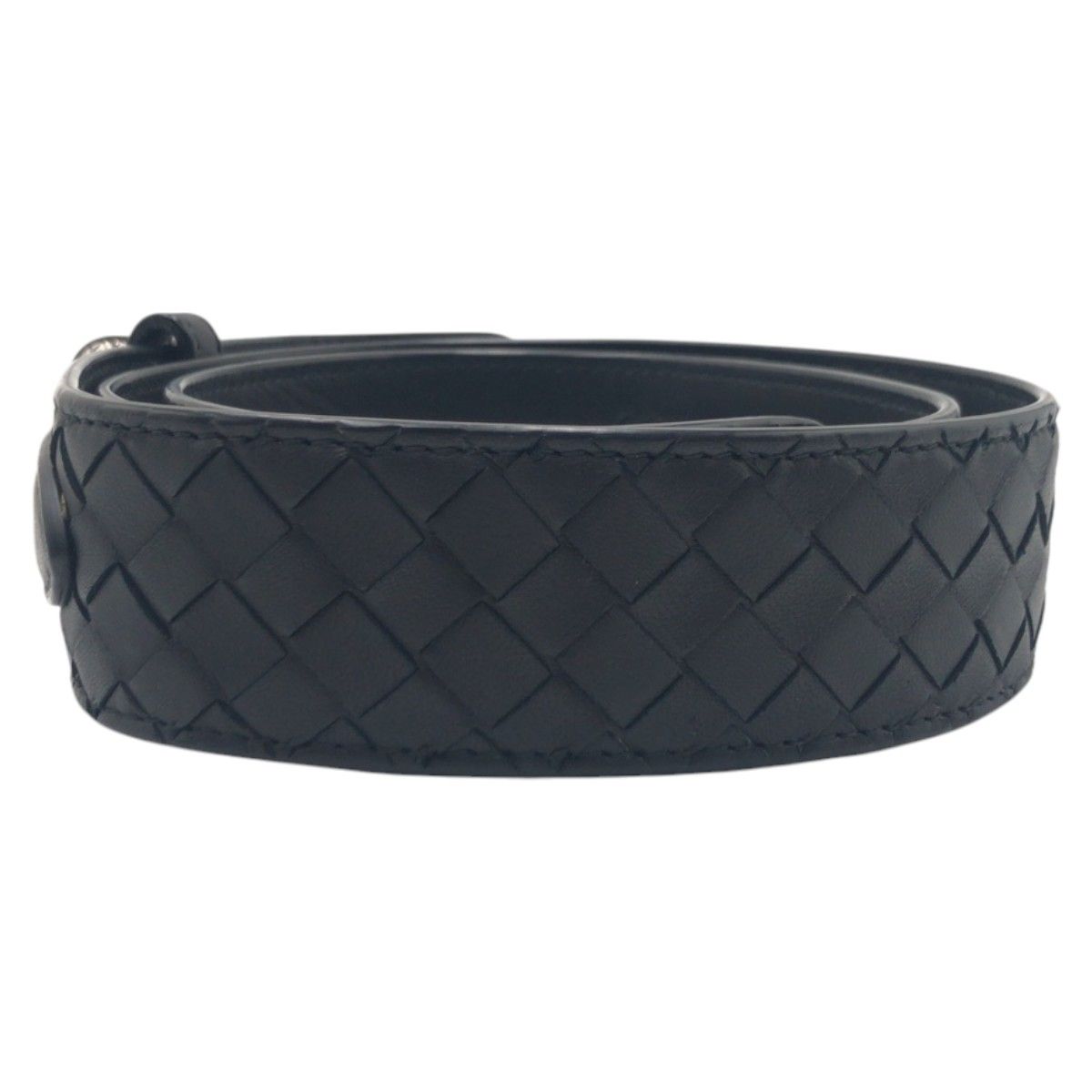 Bottega Veneta Intrecciato 95 38 Black Silver Leather Belt — view 2