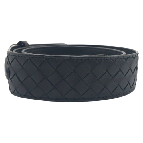 Bottega Veneta Intrecciato 95 38 Black Silver Leather Belt — view 2