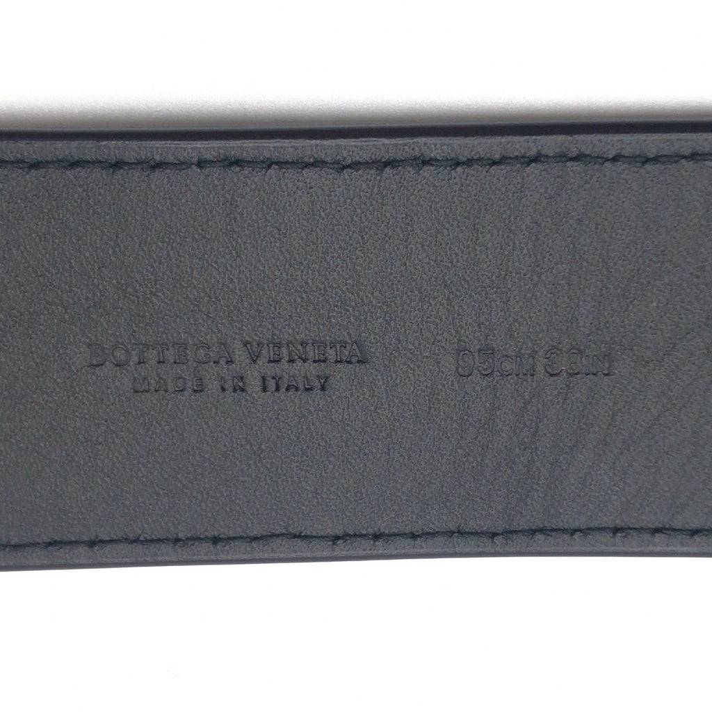 Bottega Veneta Intrecciato 95 38 Black Silver Leather Belt — view 3