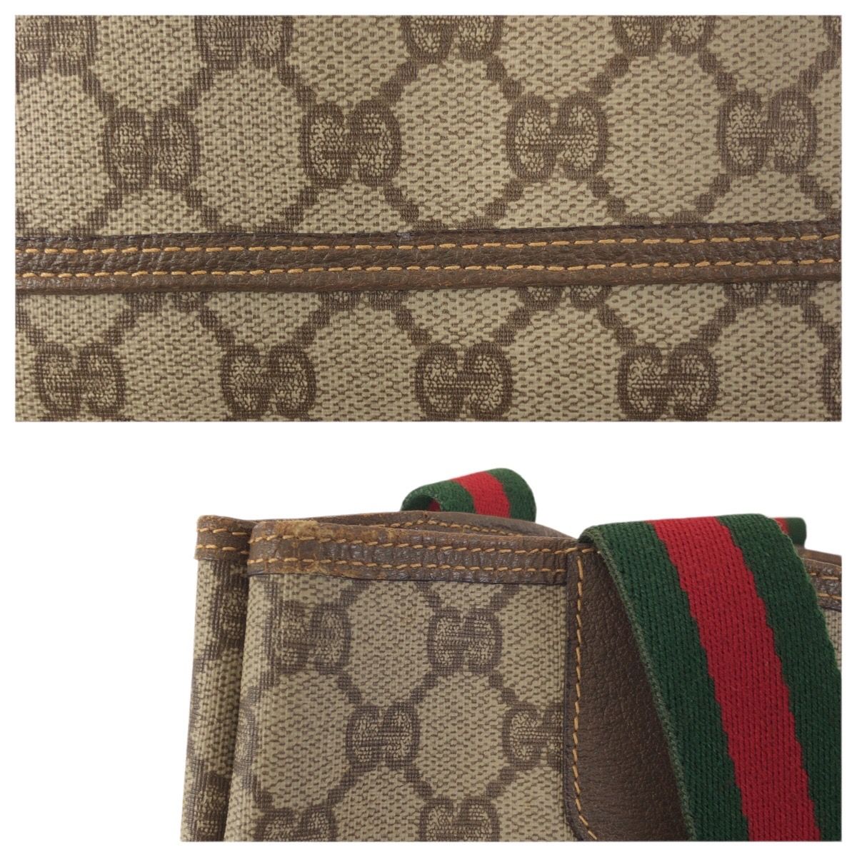 Gucci Vintage Sherry Line Beige Gold GG Supreme Canvas Tote — view 5