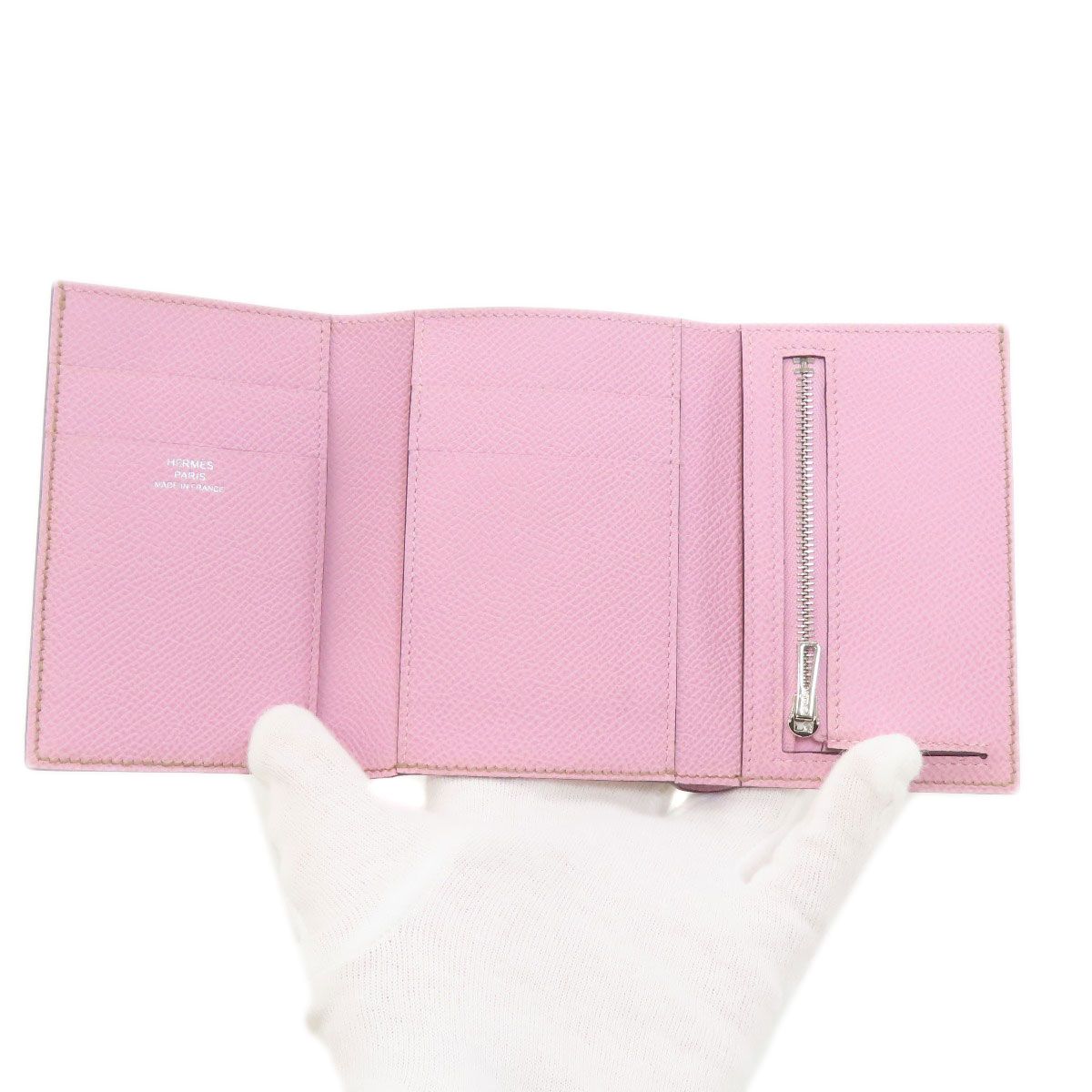 Hermes Bearn Combiner Verso Silver Bifold Wallet Epsom — view 4