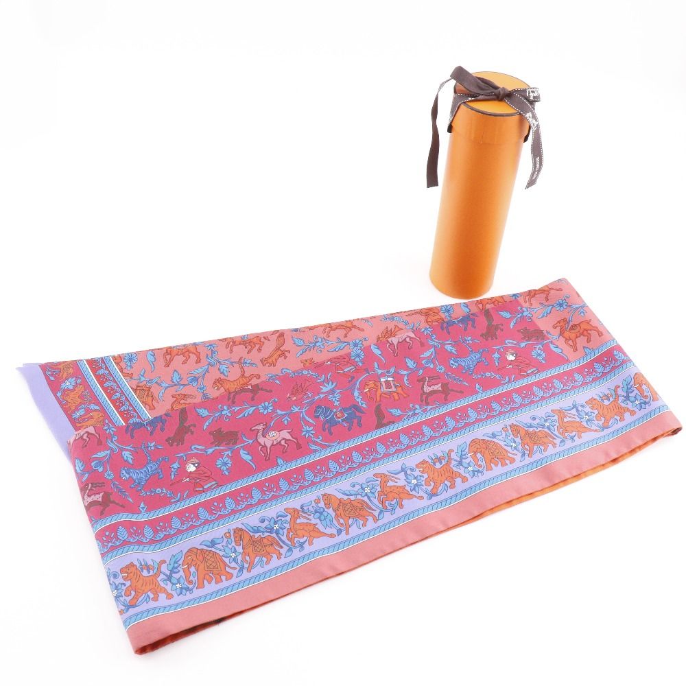 Hermes Maxi Twill Indian Hunting Chasse en Inde Silk Red Scarf — view 8