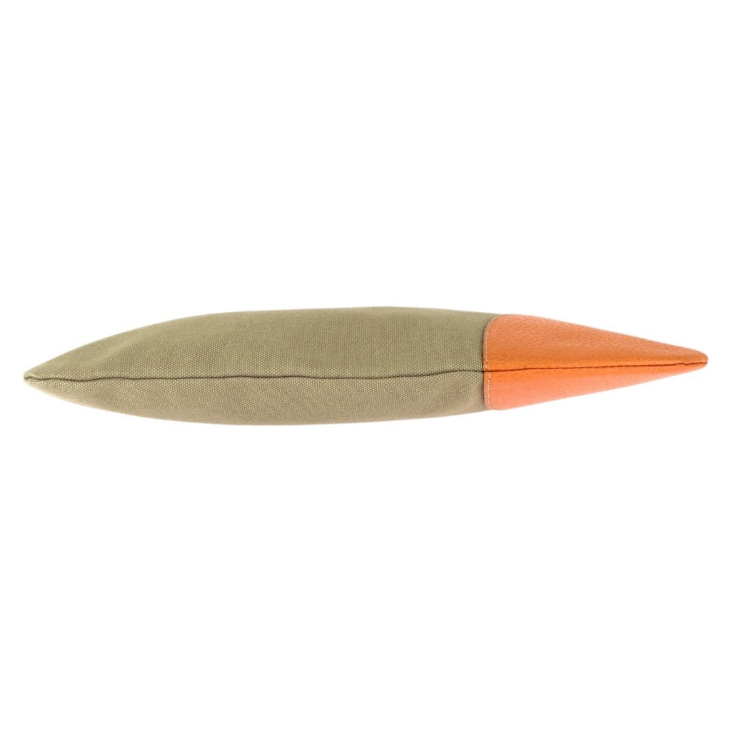 Prada Beige Orange Silver Canvas Leather Clutch — view 9