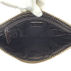 Prada Beige Orange Silver Canvas Leather Clutch — view 8