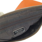 Prada Beige Orange Silver Canvas Leather Clutch — view 6