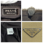 Prada Beige Orange Silver Canvas Leather Clutch — view 4