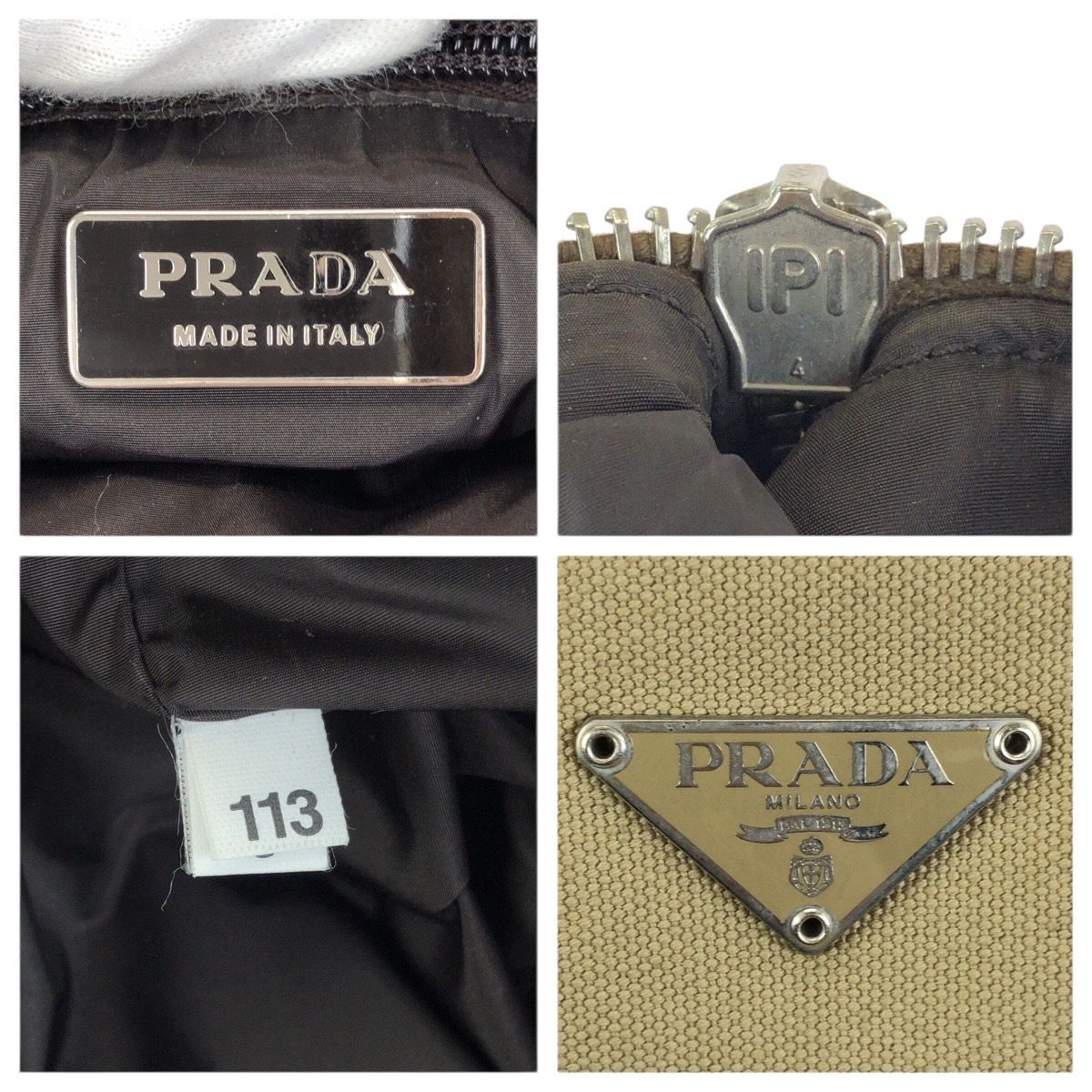 Prada Beige Orange Silver Canvas Leather Clutch — view 4