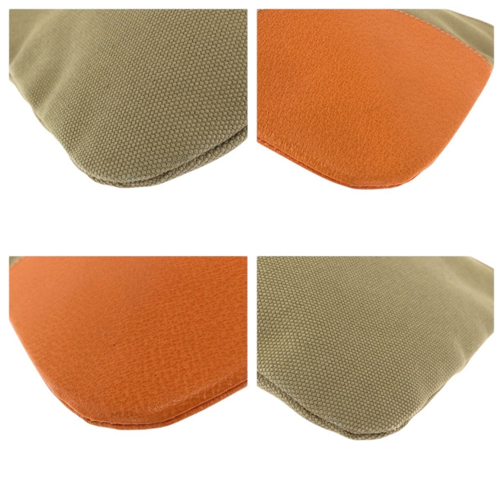 Prada Beige Orange Silver Canvas Leather Clutch — view 3