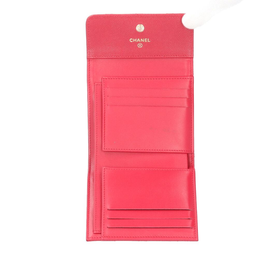 Chanel Quilted Trifold Wallet Caviar Leather — view 5