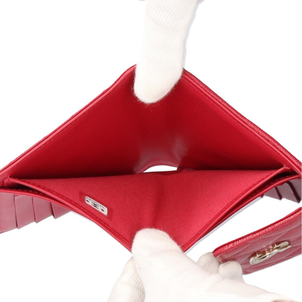 Chanel Quilted Trifold Wallet Caviar Leather — view 6