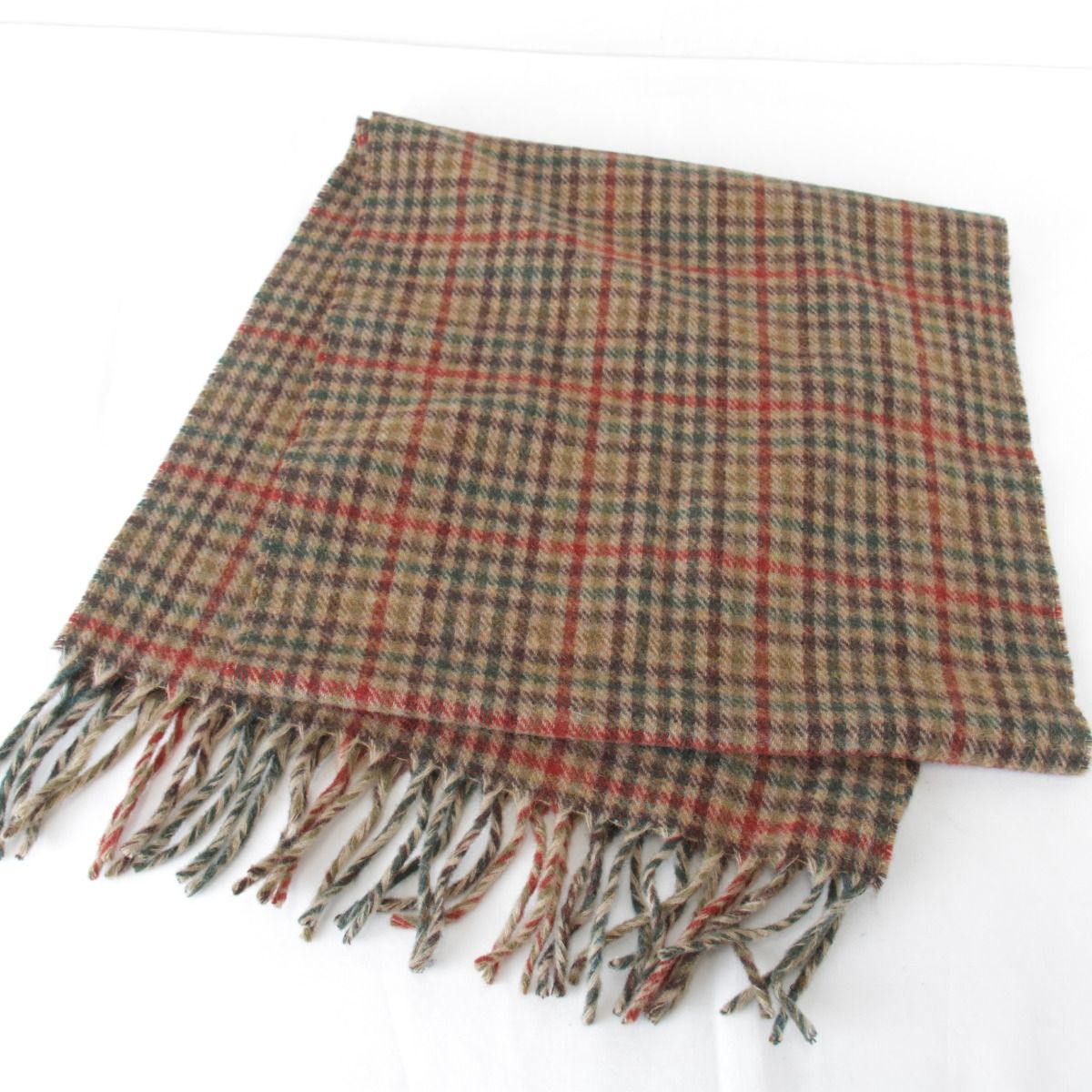 Dior Plaid 100% Lambswool Scarf Brown High — view 3