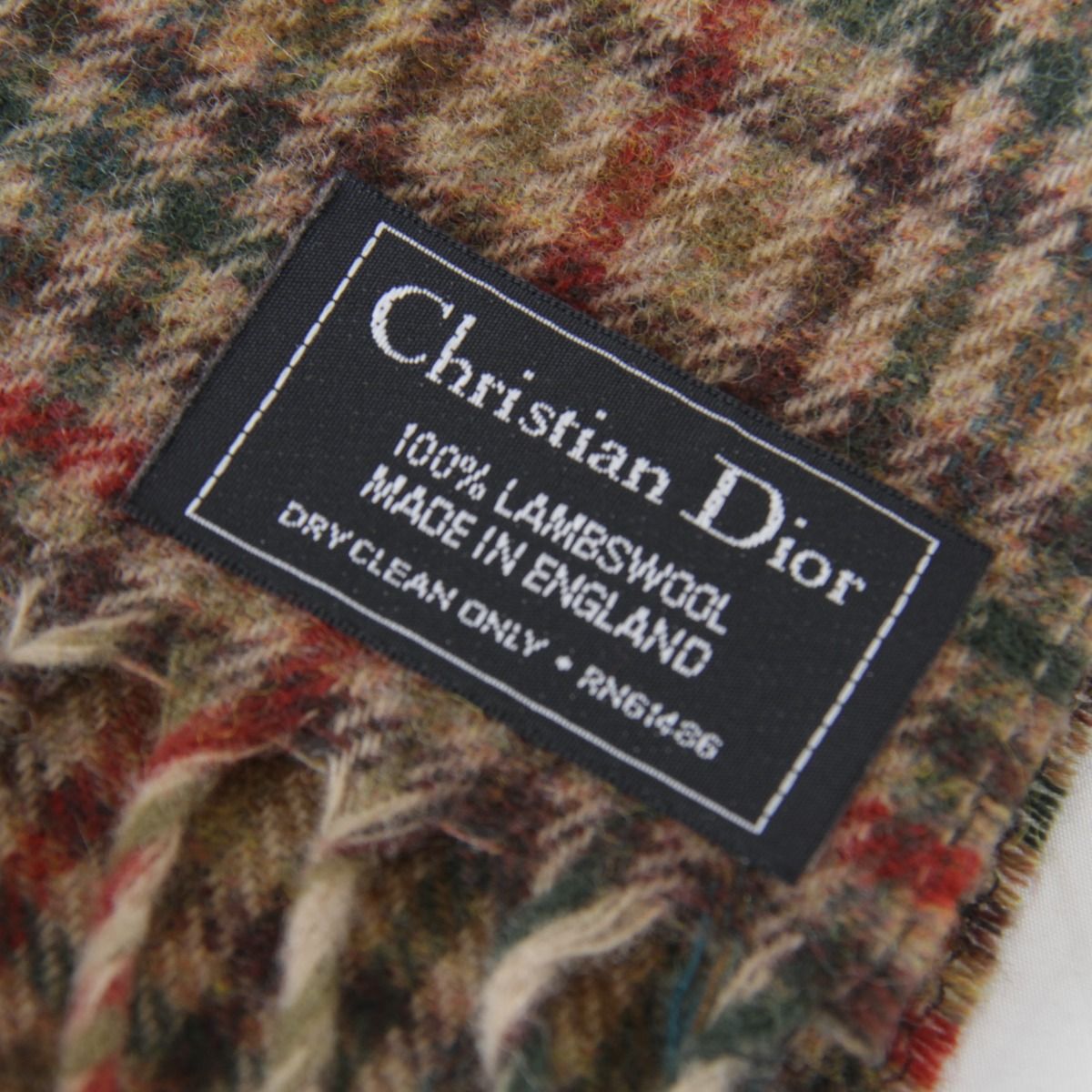 Dior Plaid 100% Lambswool Scarf Brown High — view 6