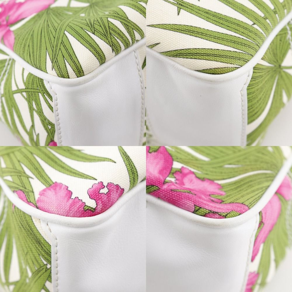 Celine Boogie Bag Botanical Pattern Canvas White Handbag — view 4