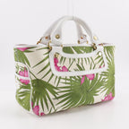 Celine Boogie Bag Botanical Pattern Canvas White Handbag — view 3