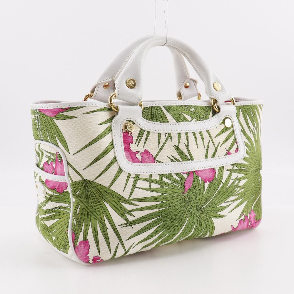 Celine Boogie Bag Botanical Pattern Canvas White Handbag — view 3
