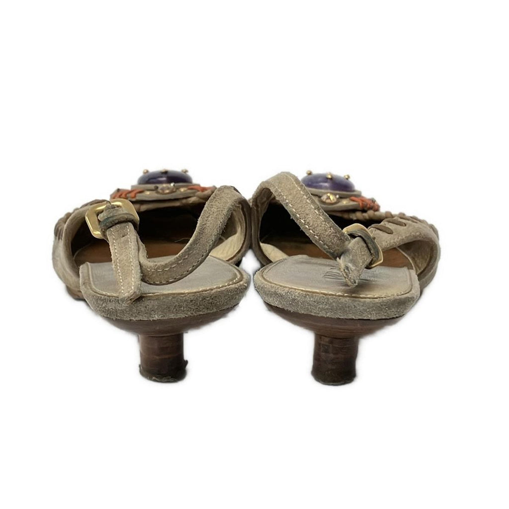 Prada Sandals 36 Light Brown Orange Studded Bijou Color Stone Leather — view 3