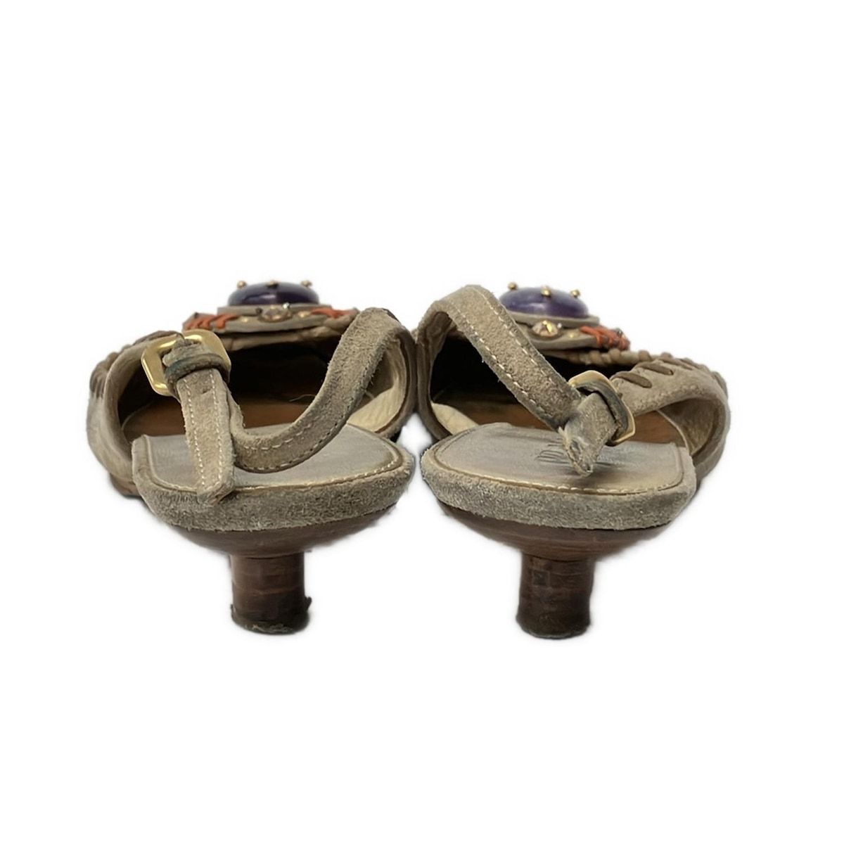 Prada Sandals 36 Light Brown Orange Studded Bijou Color Stone Leather — view 3