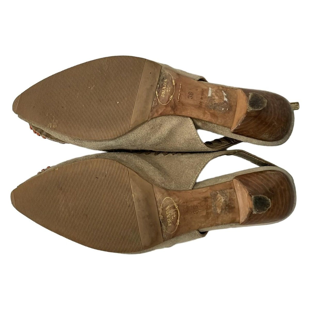 Prada Sandals 36 Light Brown Orange Studded Bijou Color Stone Leather — view 4