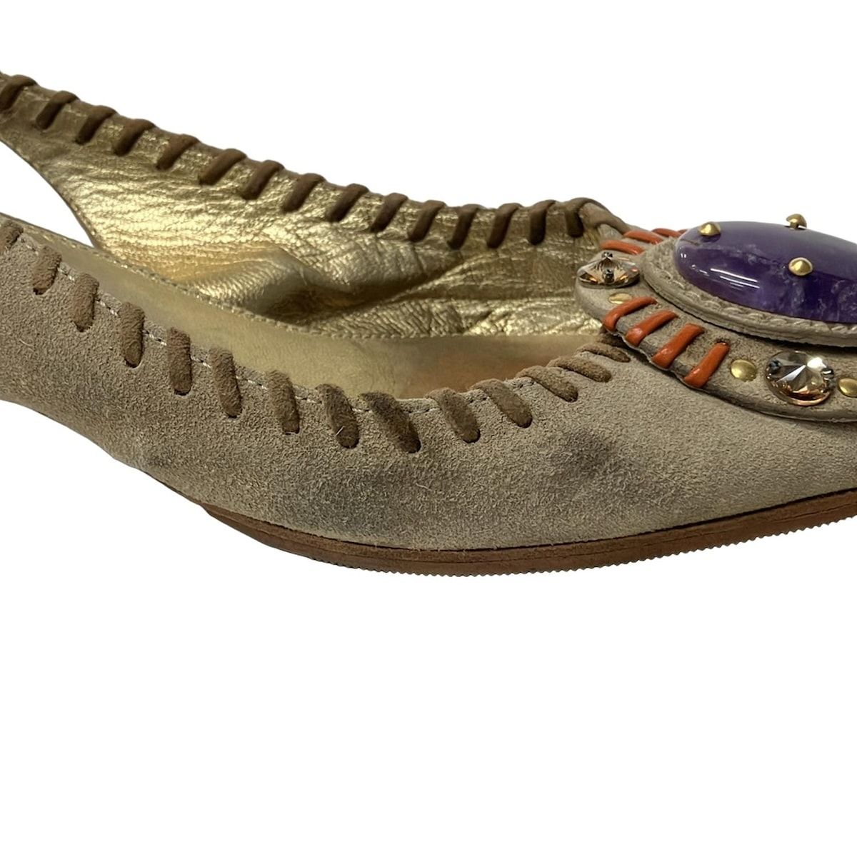 Prada Sandals 36 Light Brown Orange Studded Bijou Color Stone Leather — view 7