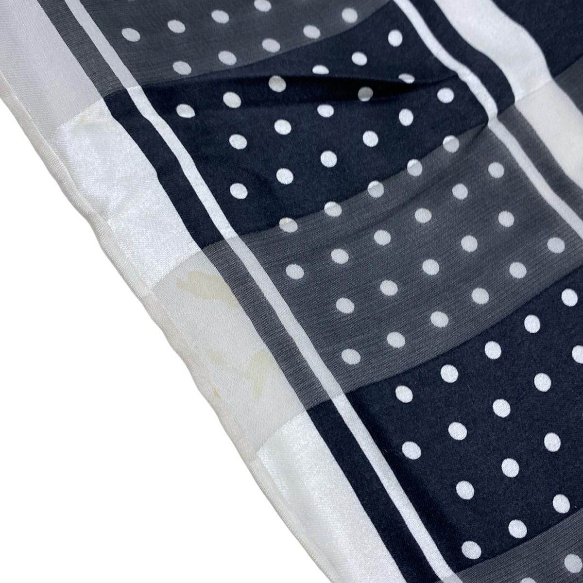Dior Scarf Black White Dot Pattern Border Sheath — view 6