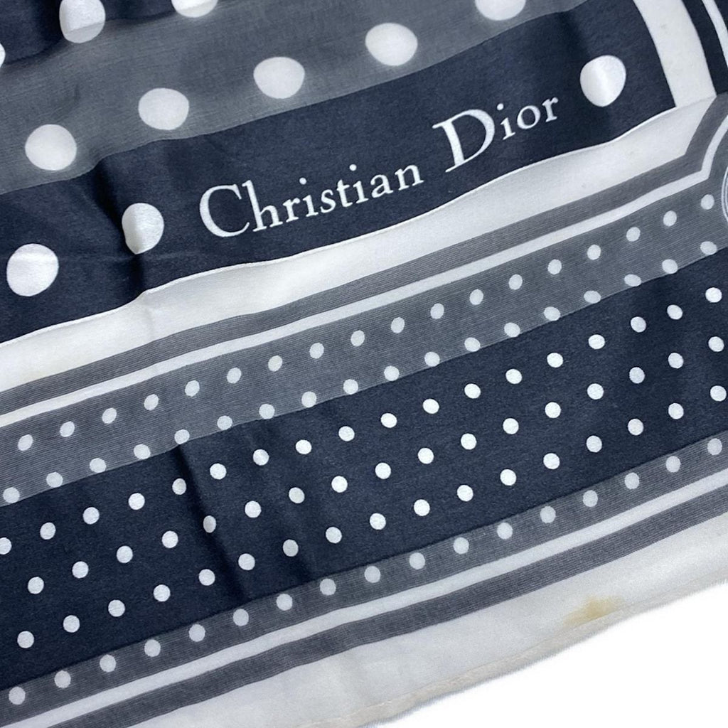 Dior Scarf Black White Dot Pattern Border Sheath — view 4