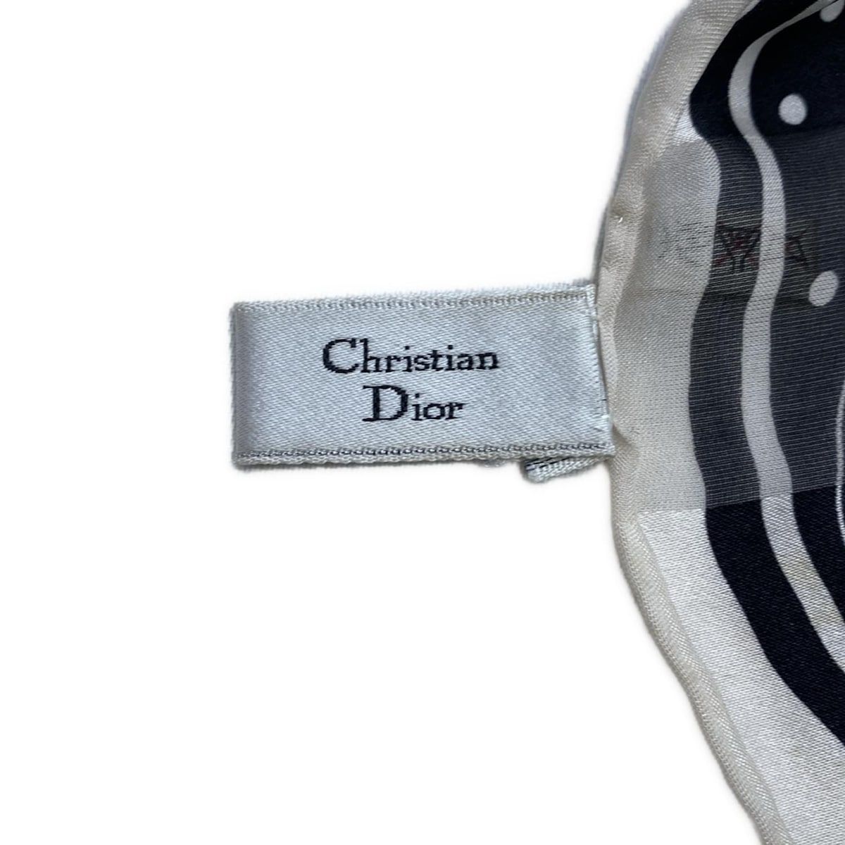 Dior Scarf Black White Dot Pattern Border Sheath — view 2