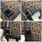 Fendi Zucchino Canvas Leather Bag Brown — view 9