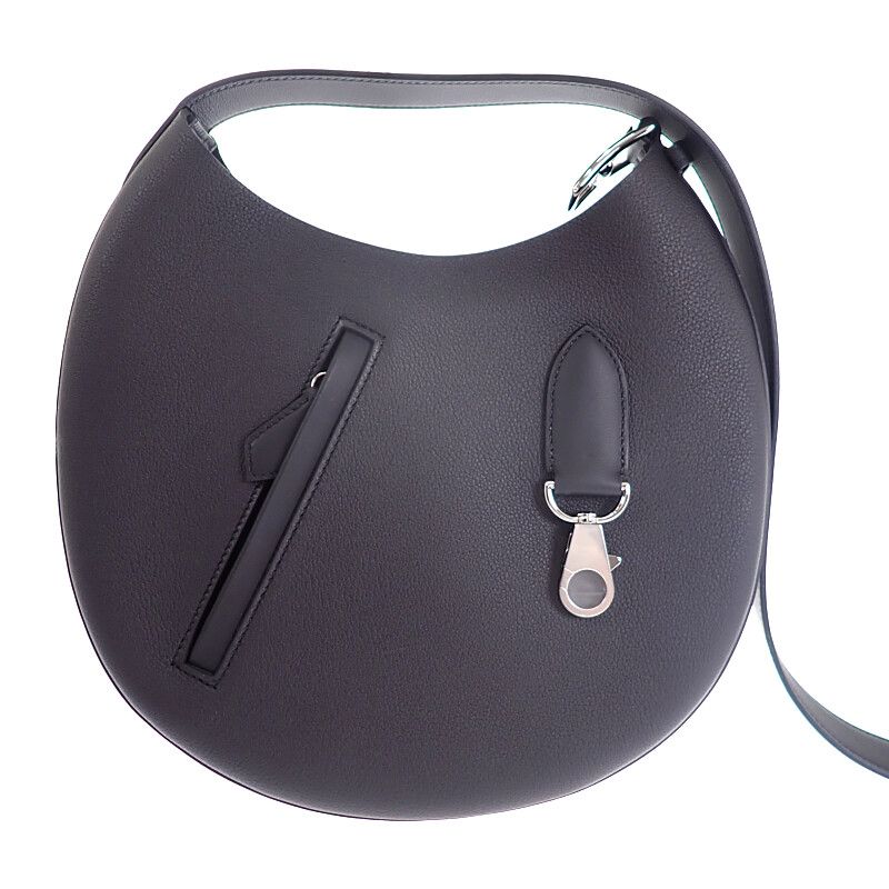 Hermes Arson Slim Shoulder Bag Tote Togo Voswift Black Silver — view 2