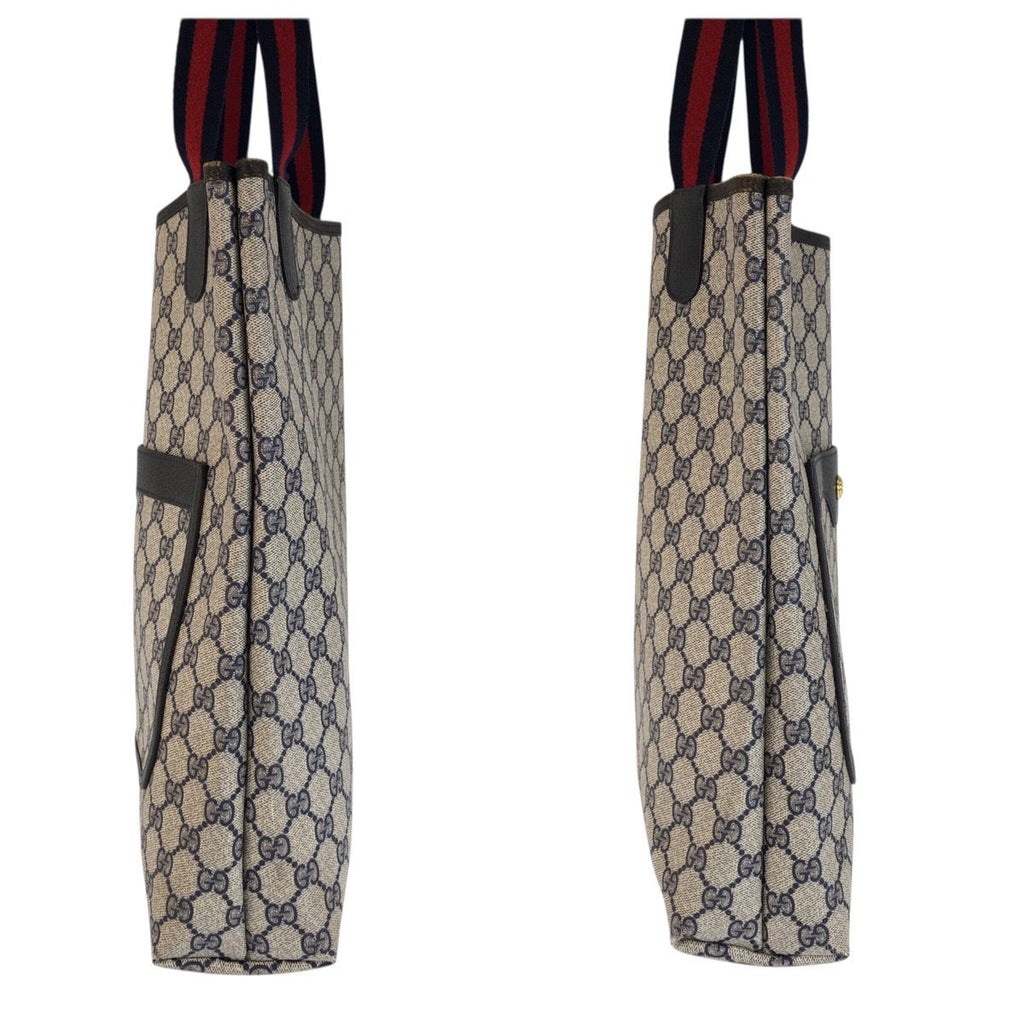 Gucci Vintage Sherry Line Gray GG Supreme Canvas Tote Shoulder Bag — view 8