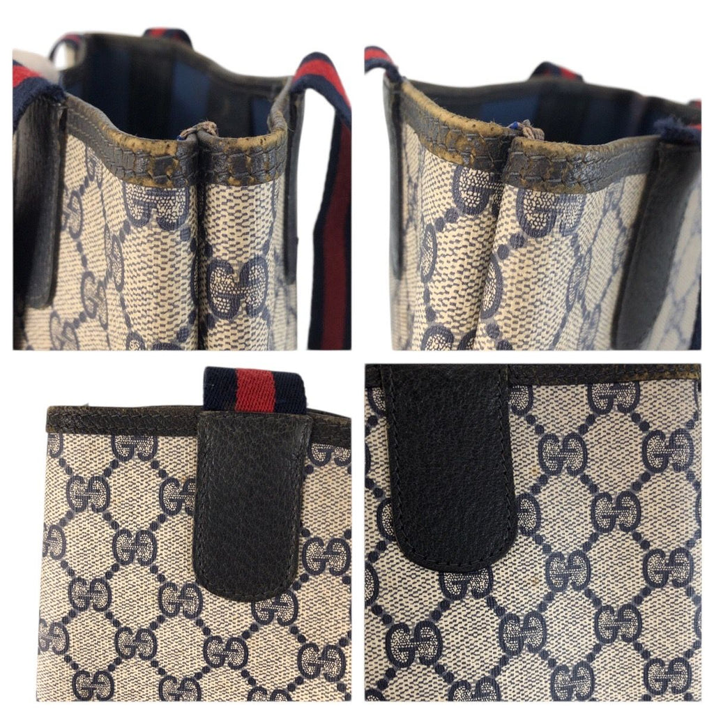 Gucci Vintage Sherry Line Gray GG Supreme Canvas Tote Shoulder Bag — view 6