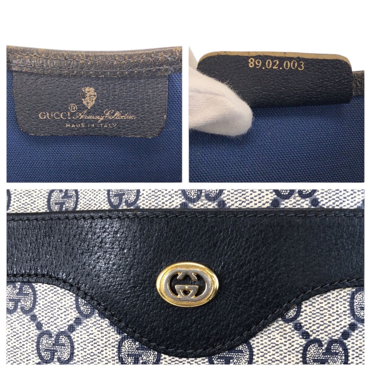 Gucci Vintage Sherry Line Gray GG Supreme Canvas Tote Shoulder Bag — view 3