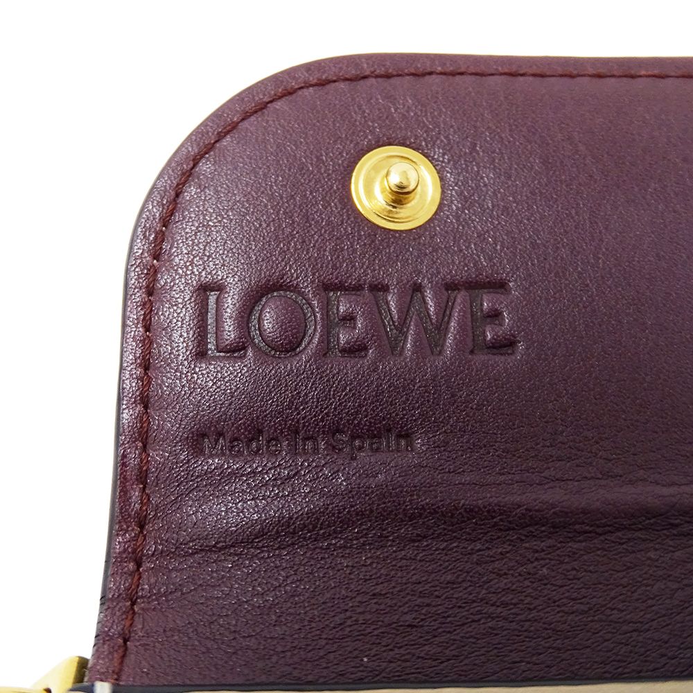 Loewe Wallet Coin Case Leather Gate Mini Navy Beige Card Small — view 7