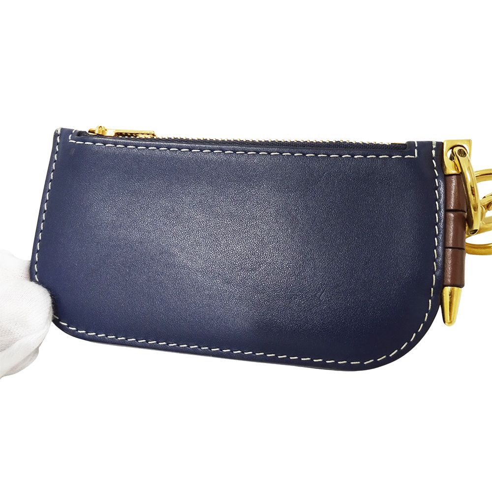 Loewe Wallet Coin Case Leather Gate Mini Navy Beige Card Small — view 8