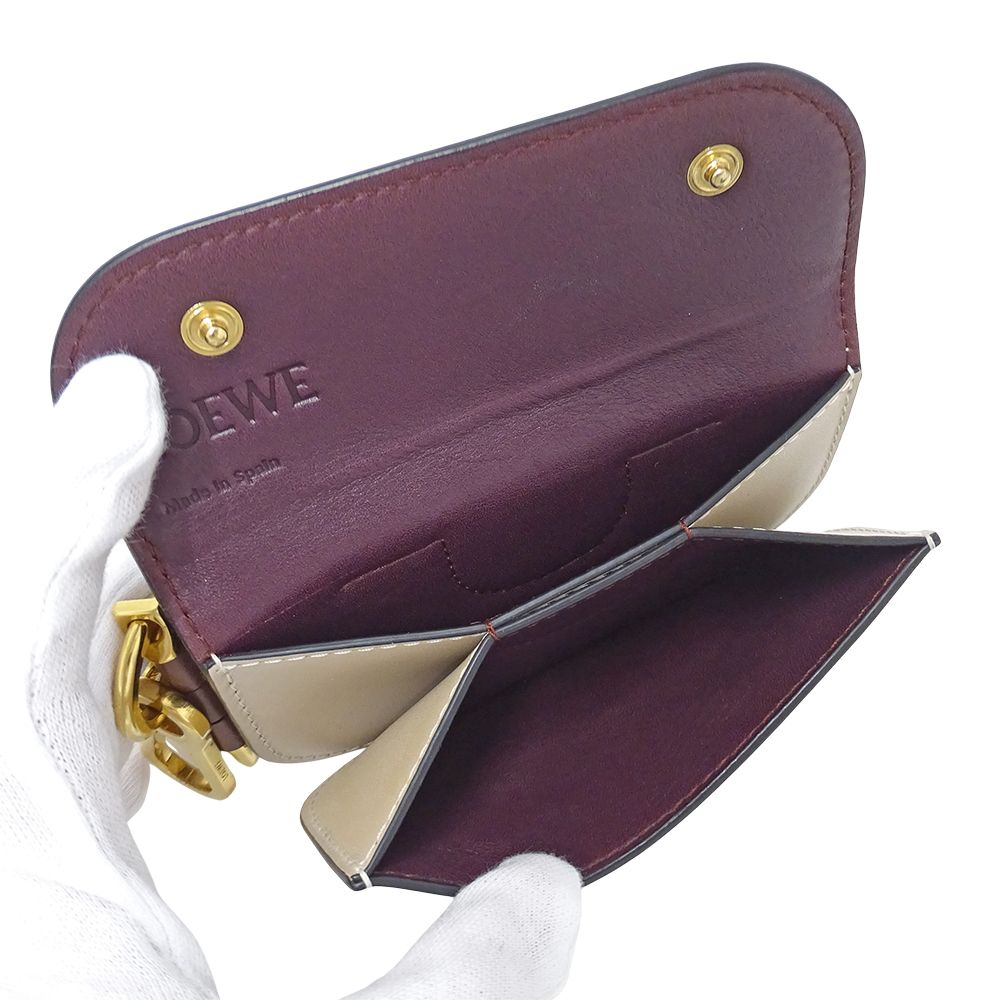 Loewe Wallet Coin Case Leather Gate Mini Navy Beige Card Small — view 4