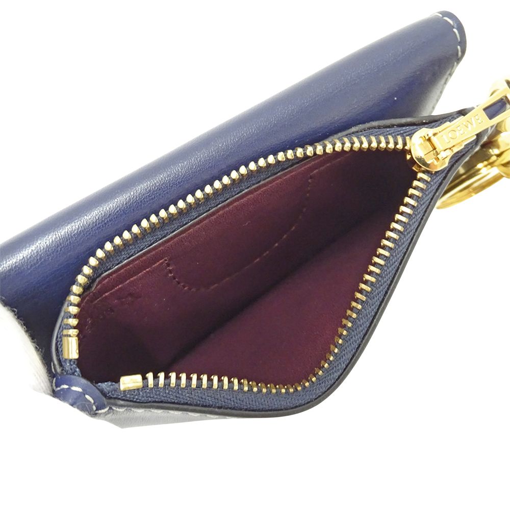 Loewe Wallet Coin Case Leather Gate Mini Navy Beige Card Small — view 5
