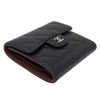 Chanel Wallet Quilted Classic Bifold Caviar Leather Black Silver — view 3