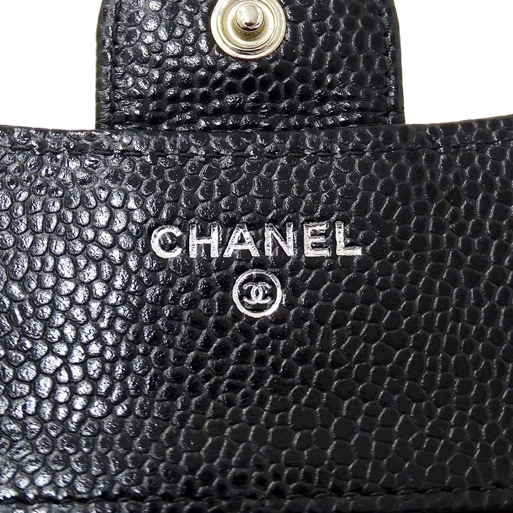 Chanel Wallet Quilted Classic Bifold Caviar Leather Black Silver — view 5